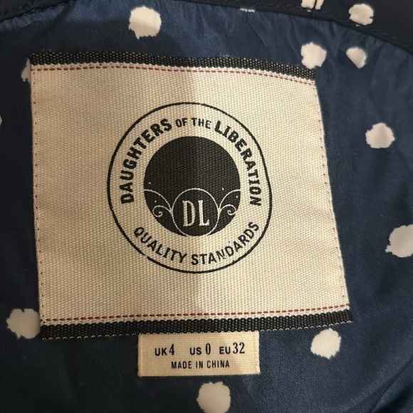 Anthropologie Navy and White Daughters of the Liberation Rain Dotted Anorak - Picture 5 of 6